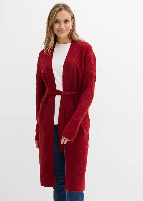 Long gilet en maille torsadée, bonprix