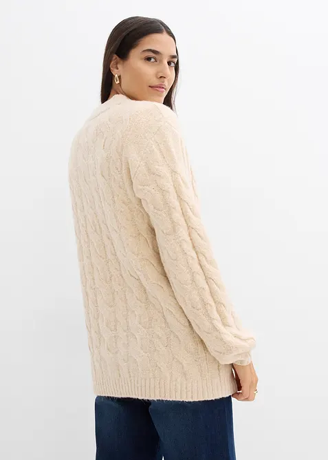 Pull oversize à motif torsadé, bonprix