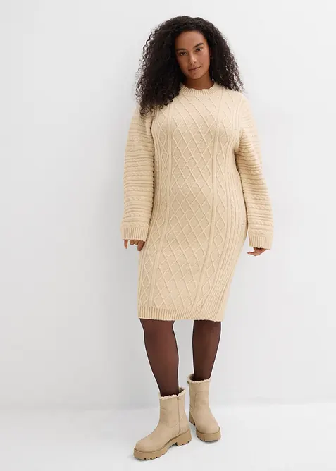 Robe midi en maille, bonprix
