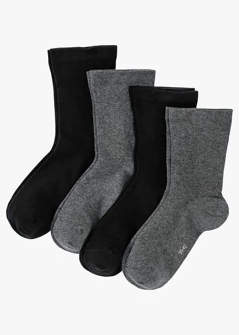 Lot de 4 paires de chaussettes à bord non comprimant, bonprix