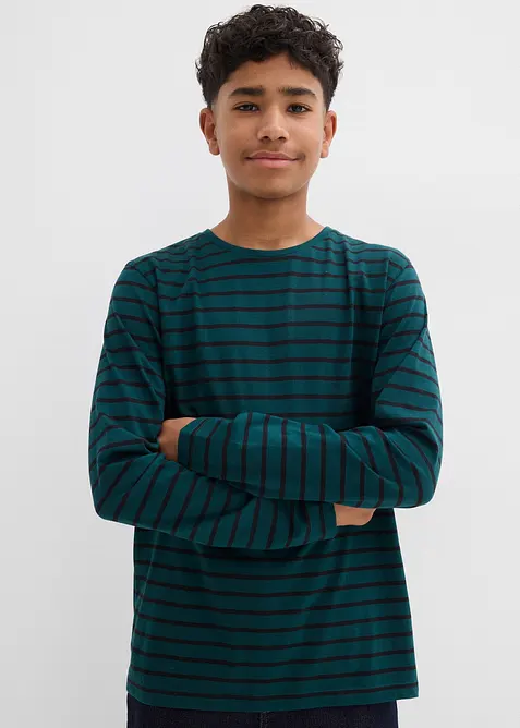 Lot de 2 T-shirts manches longues 100% coton, bonprix