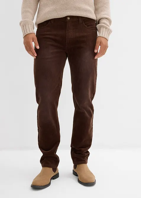 Pantalon droit en velours côtelé extensible aspect délavé, regular, bonprix