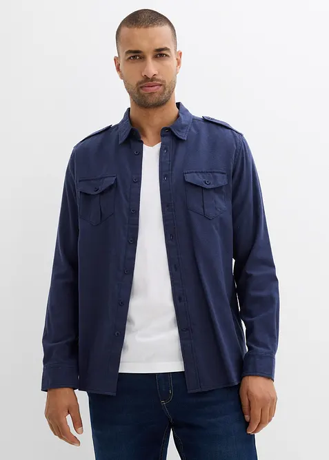 Chemise en flanelle 100% coton avec pattes aux épaules, bonprix