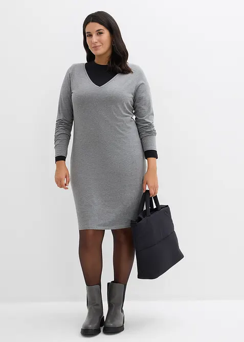 Robes en jersey à col V, bonprix