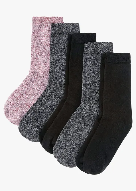Lot de 5 paires de chaussettes chaudes en éponge, bonprix