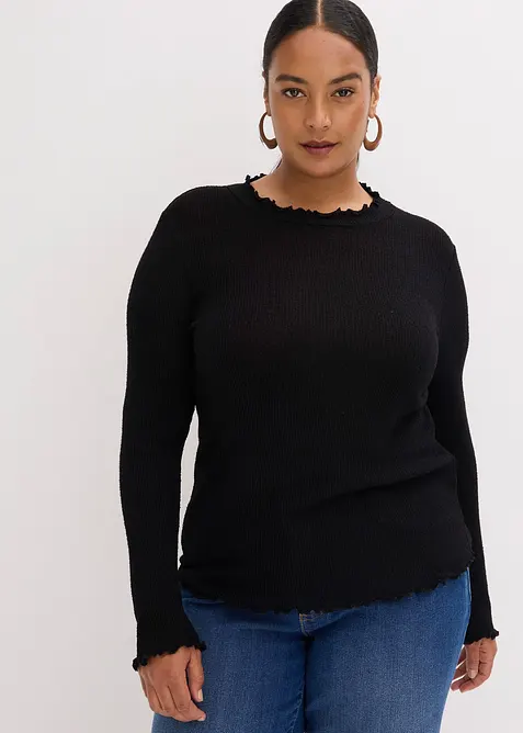 T-shirt côtelé en viscose majoritaire, bonprix