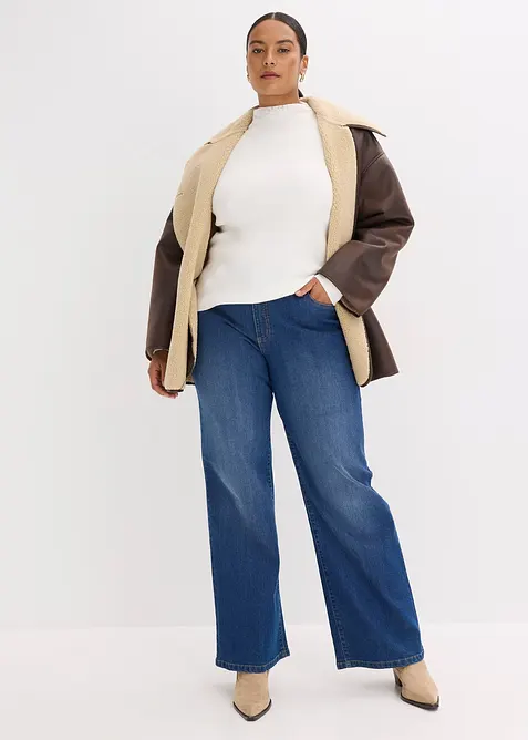 Pull côtelé en viscose mélangée fluide, bonprix