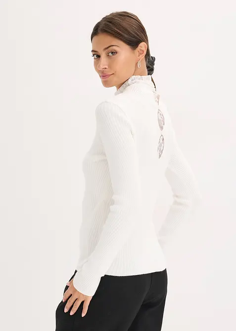 Pull côtelé en viscose mélangée fluide, bonprix