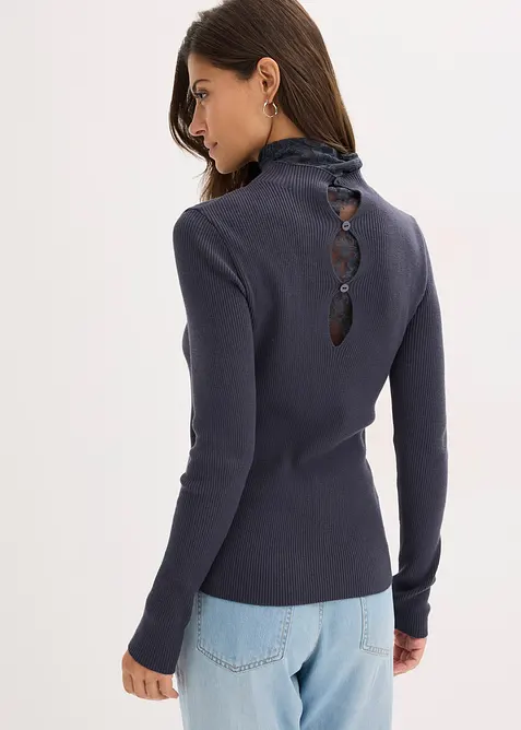 Pull côtelé en viscose mélangée fluide, bonprix