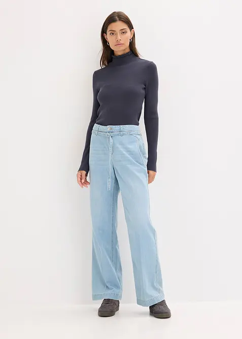 Pull côtelé en viscose mélangée fluide, bonprix