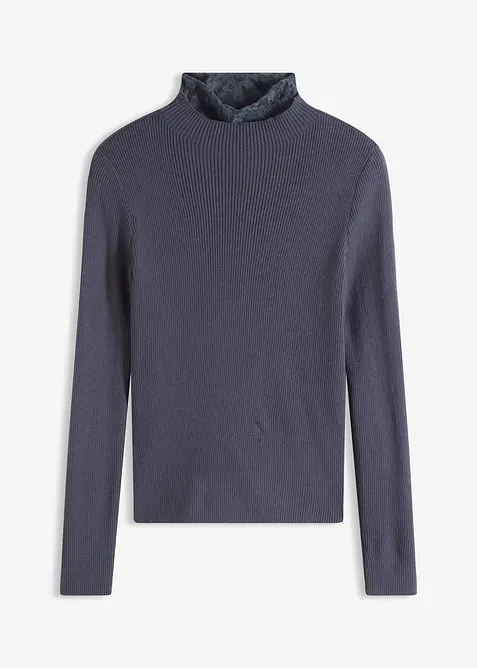 Pull côtelé en viscose mélangée fluide, bonprix