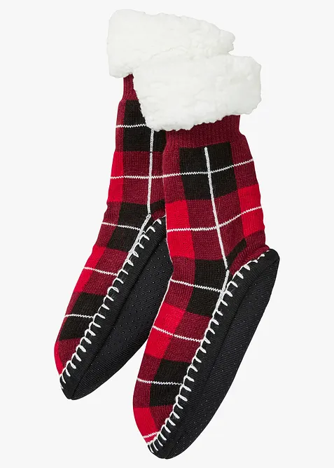 Chaussettes d’intérieur avec semelle antiglisse cousue et doublure moumoute, bonprix