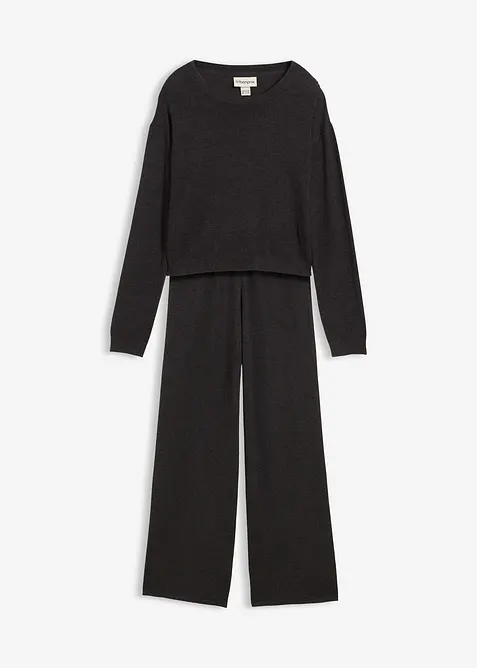 Pull et pantalon en fine maille (ens. 2 pces), viscose majoritaire, bonprix