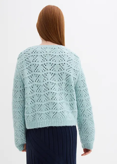 Pull en grosse maille à broderie ajourée, bonprix