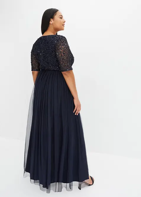 Robe de soirée en tulle avec haut brodé de sequins, bonprix
