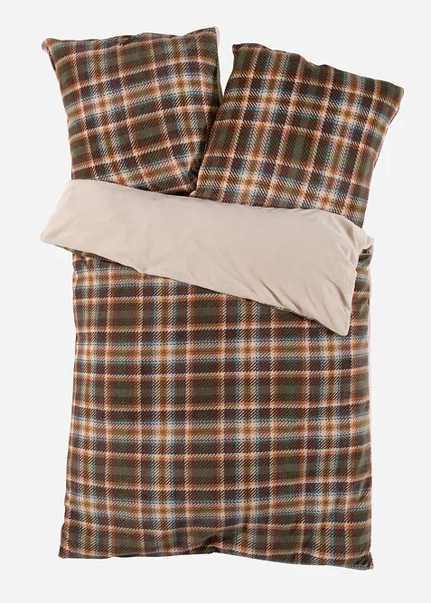 Parure de lit réversible toucher cachemire, motif carreaux, bonprix