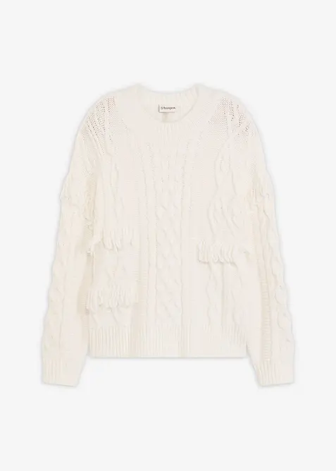 Pull oversize à franges, bonprix