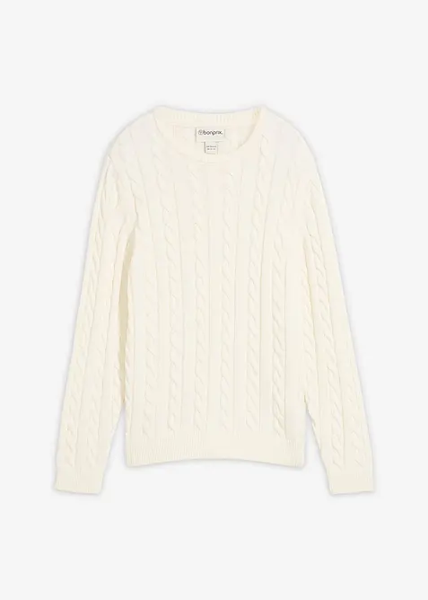 Pull en maille torsadée 100% coton, bonprix
