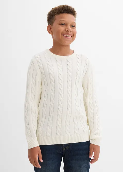 Pull en maille torsadée 100% coton, bonprix