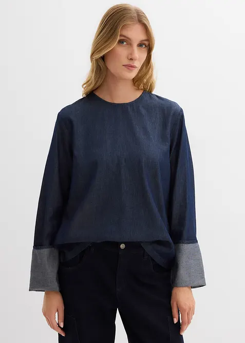 Blouse en jean à manches amples, bonprix