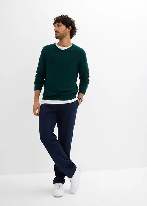 Pull en fine maille avec laine m&eacute;rinos, bonprix