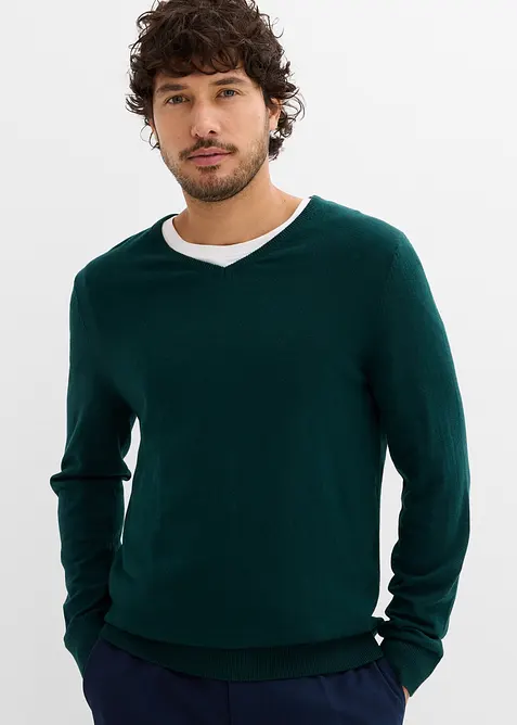 Pull en fine maille avec laine m&eacute;rinos, bonprix