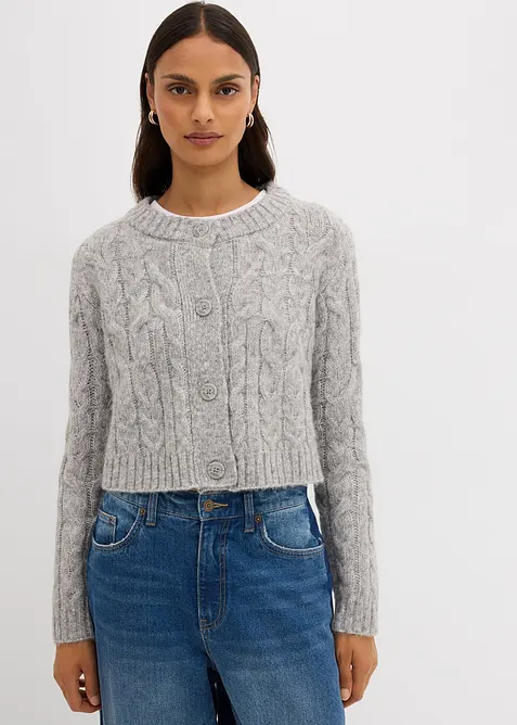 Gilet en grosse maille douce, laine mélangée, bonprix