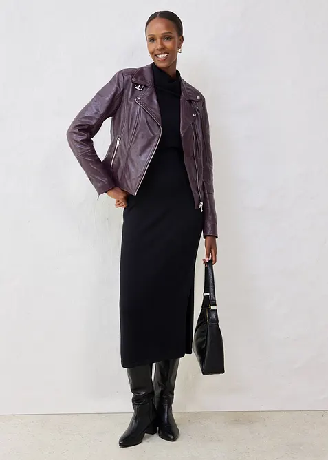 Veste biker en cuir nappa d’agneau, bonprix