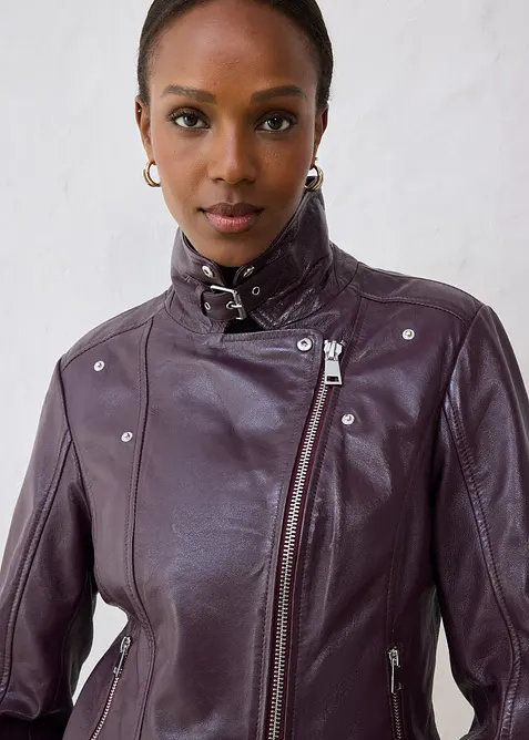 Veste biker en cuir nappa d’agneau, bonprix