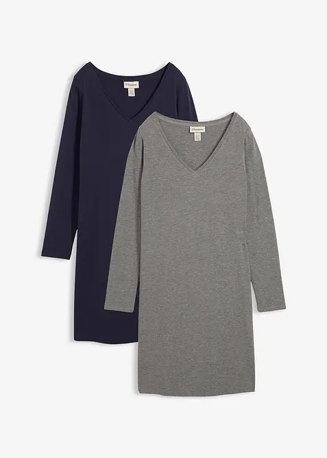 Robes en jersey à col V, bonprix