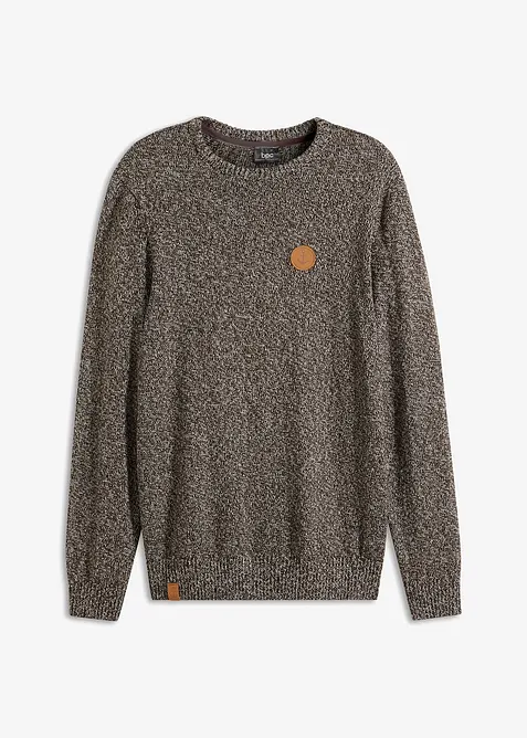 Pull col rond en coton mélangé, bonprix