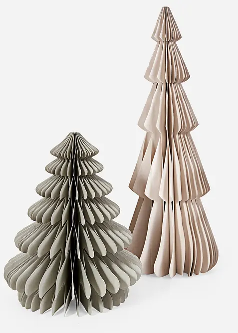 Set de 2 sapins d&eacute;co en papier, bonprix