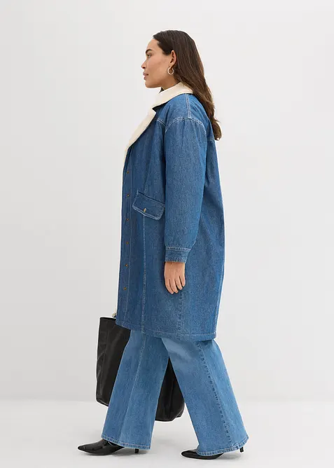 Manteau rembourré en denim, doublé sherpa, bonprix