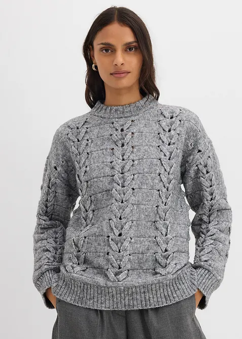 Pull en grosse maille &agrave; motif torsad&eacute;, bonprix