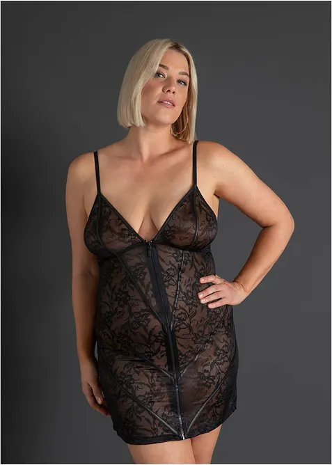 Nuisette sexy en dentelle avec fermeture zippée, bonprix