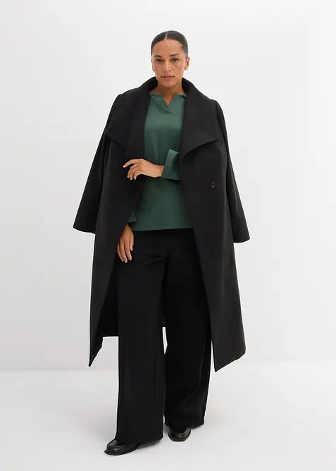 Sweat en coton avec col polo en maille, bonprix