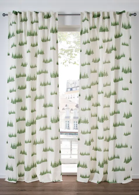 Voilage imprimé sapins (1 pce), bonprix