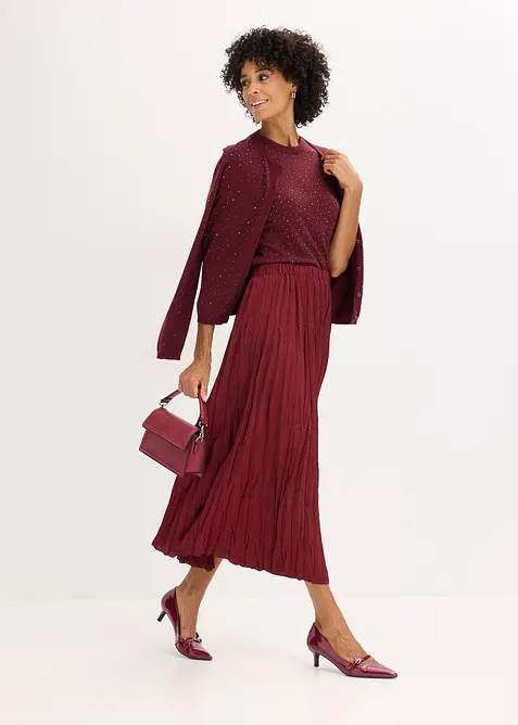 Pull manches coudes en fine maille avec strass, bonprix