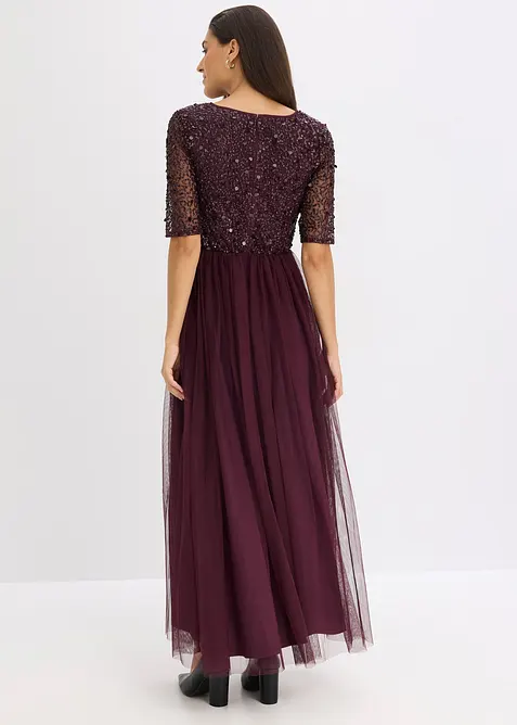 Robe de soirée en tulle avec haut brodé de sequins, bonprix