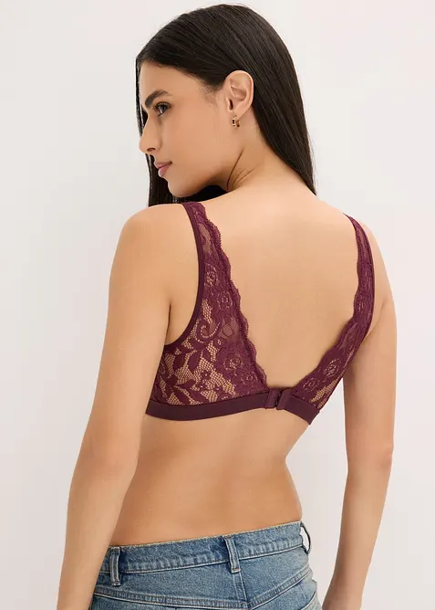 Brassière côtelée avec coton et dentelle, bonprix