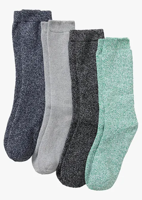 Lot de 4 paires de chaussettes coton et éponge thermique, bonprix