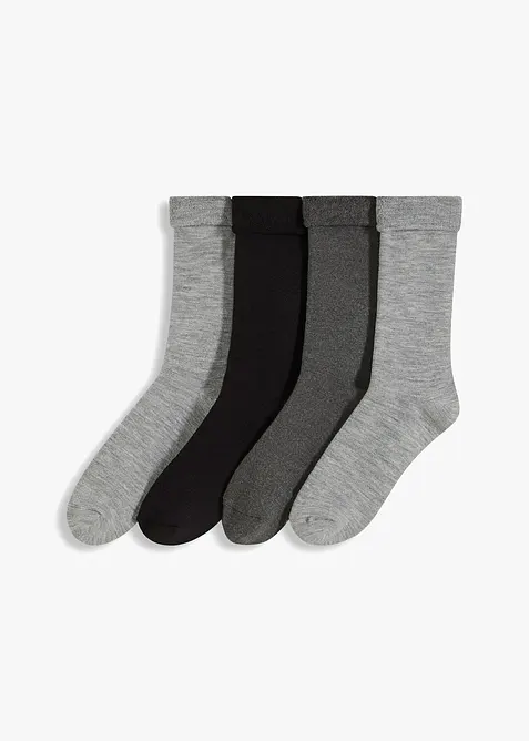 Lot de 4 paires de chaussettes chaudes avec revers et intérieur éponge, bonprix