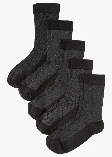 Lot de 5 paires de chaussettes à bord non comprimant, bonprix