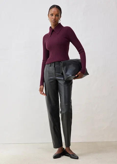 Pantalon en cuir d’agneau nappa, bonprix