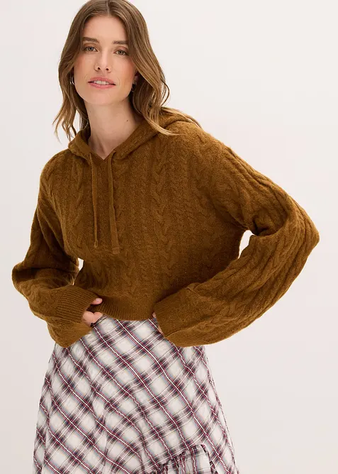 Pull en grosse maille avec capuche, bonprix