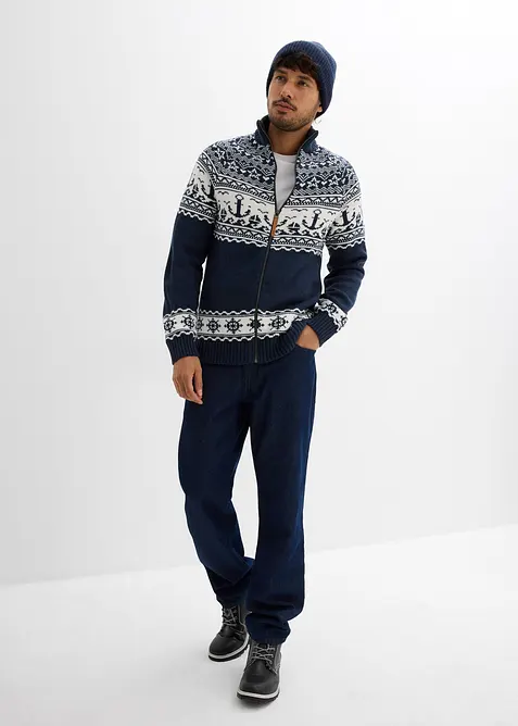 Gilet en maille à motif norvégien marin, bonprix