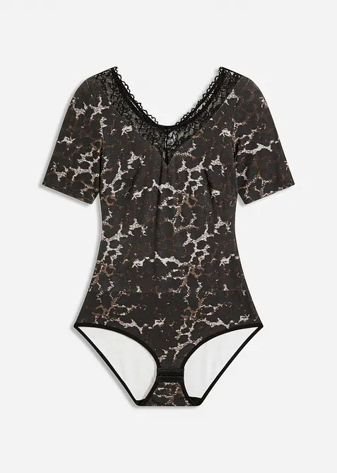 Body manches courtes en modal et dentelle, bonprix