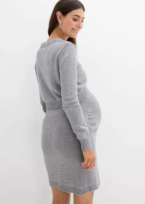Ensemble de grossesse pull et jupe en coton avec fil brillant, bonprix