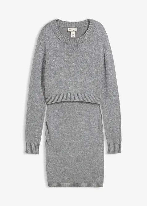 Ensemble de grossesse pull et jupe en coton avec fil brillant, bonprix