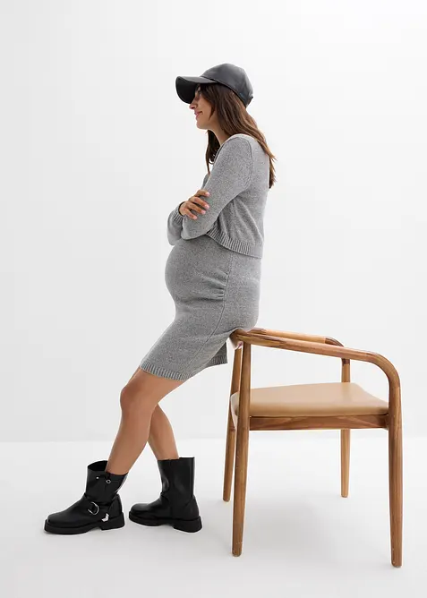 Ensemble de grossesse pull et jupe en coton avec fil brillant, bonprix